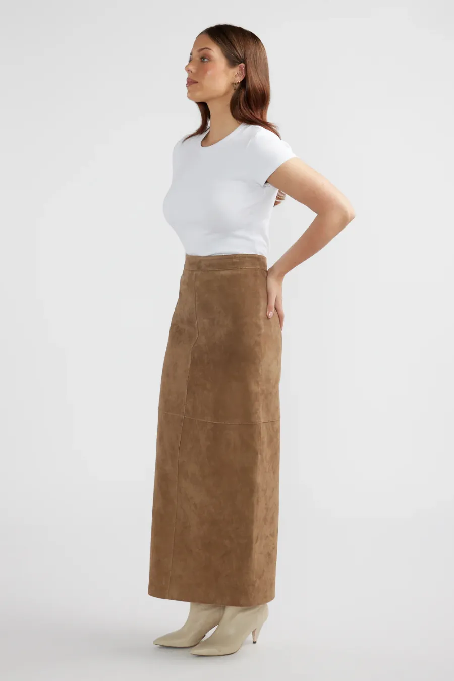 Ana Suede Maxi Skirt Toffee