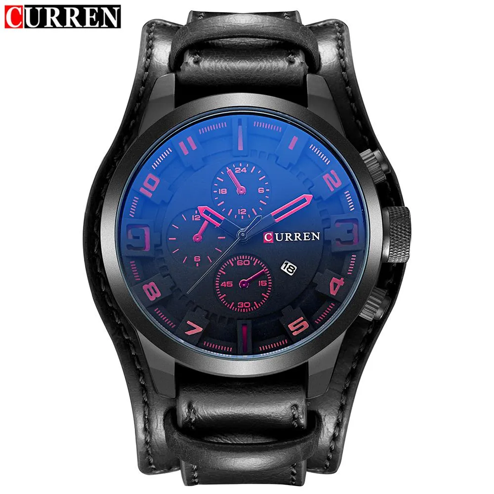 Luxury Waterproof Military Leather Mens Wristwatch