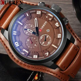 Luxury Waterproof Military Leather Mens Wristwatch