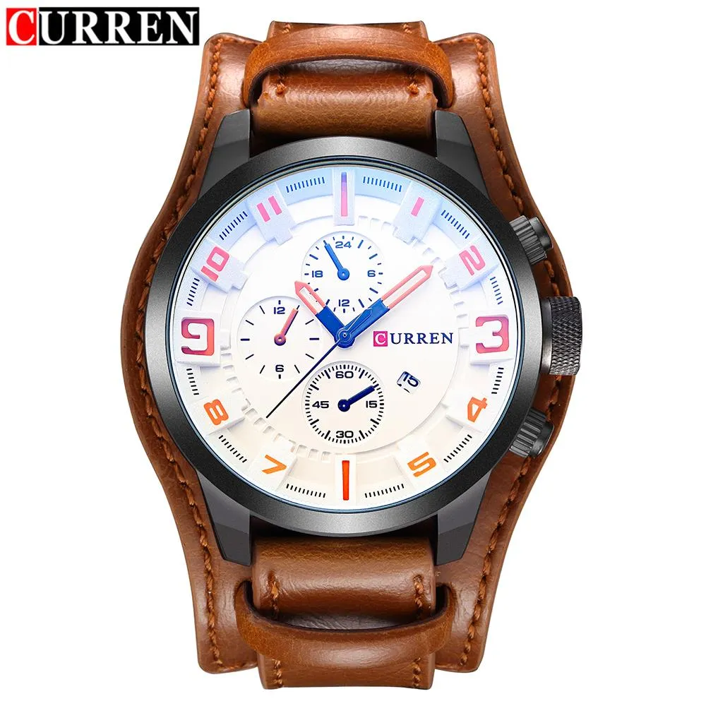 Luxury Waterproof Military Leather Mens Wristwatch
