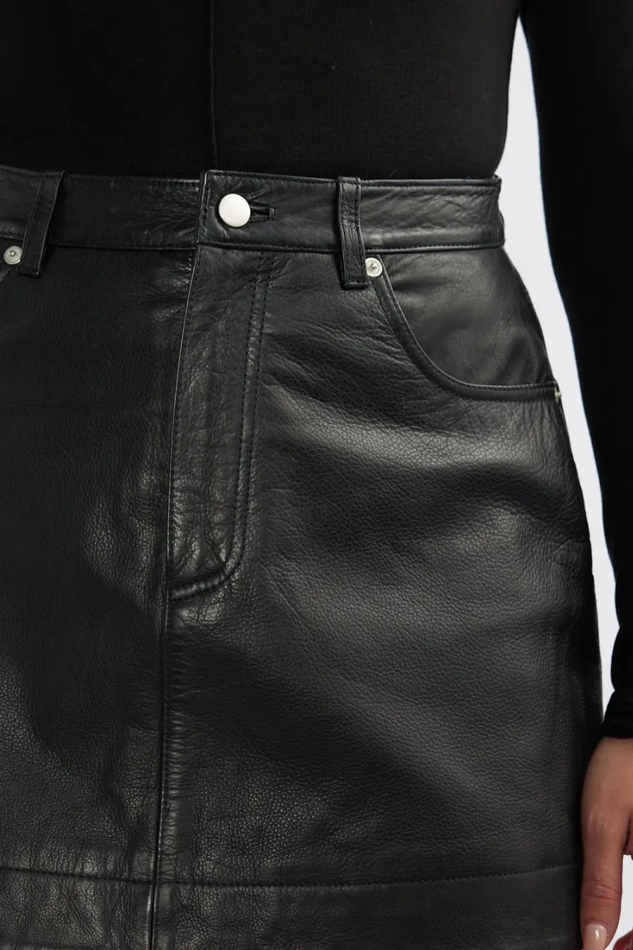 Core Leather Mini  Skirt Black