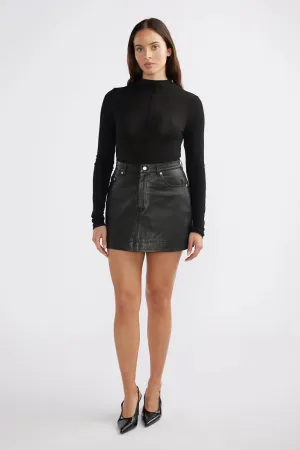 Core Leather Mini  Skirt Black