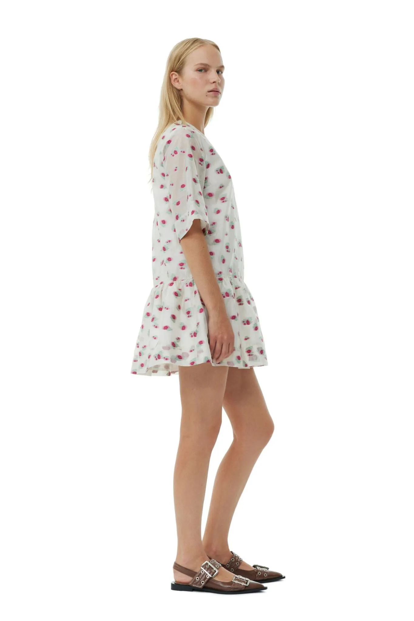 Ganni Organza Jacquard Open Back Mini Dress