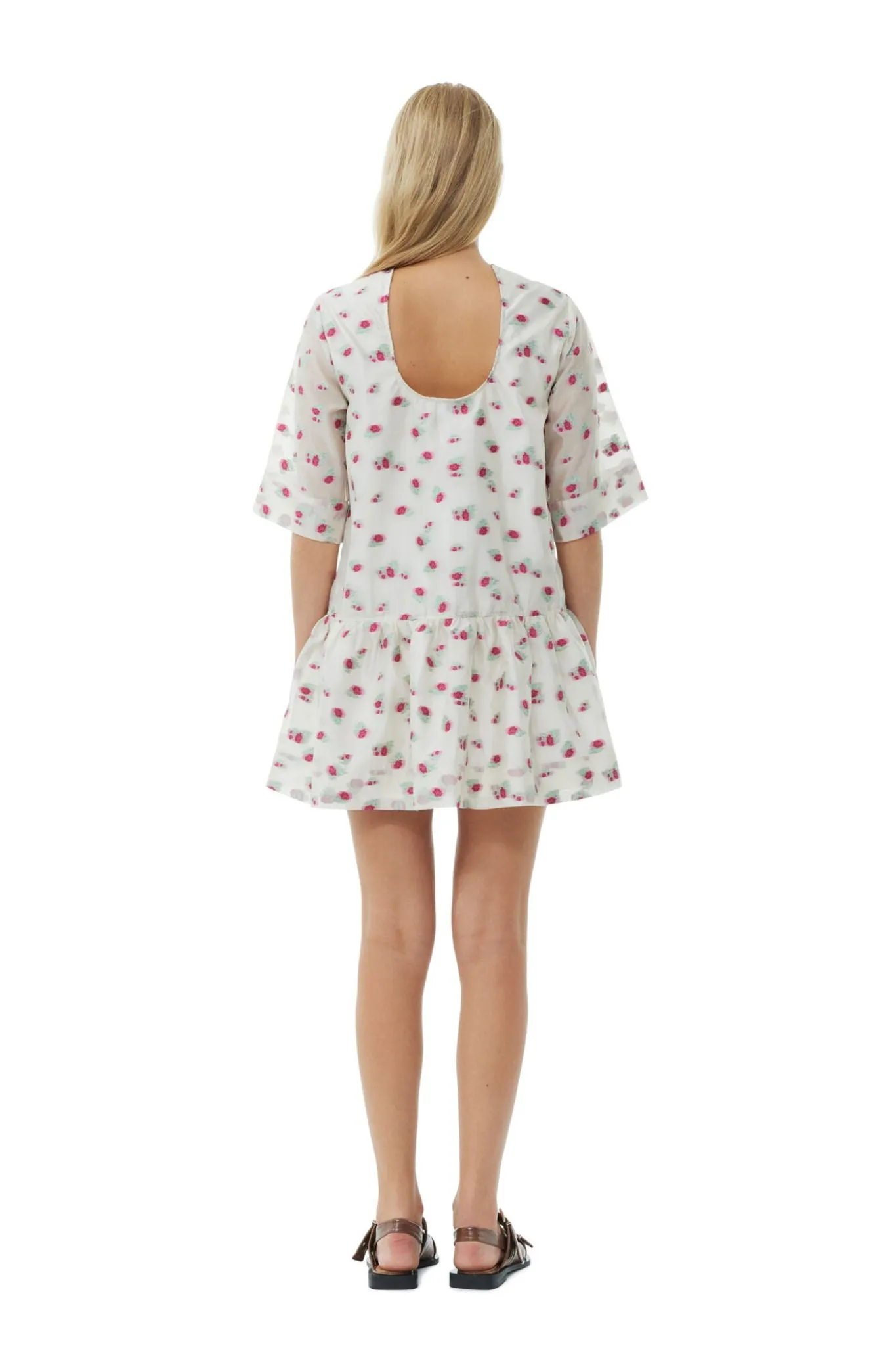 Ganni Organza Jacquard Open Back Mini Dress