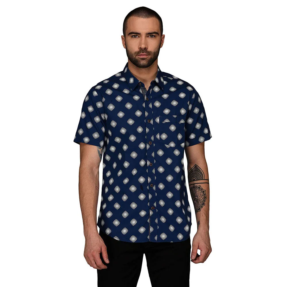 Greenfibre Summer Blue Printed Slim Fit Casual Shirt