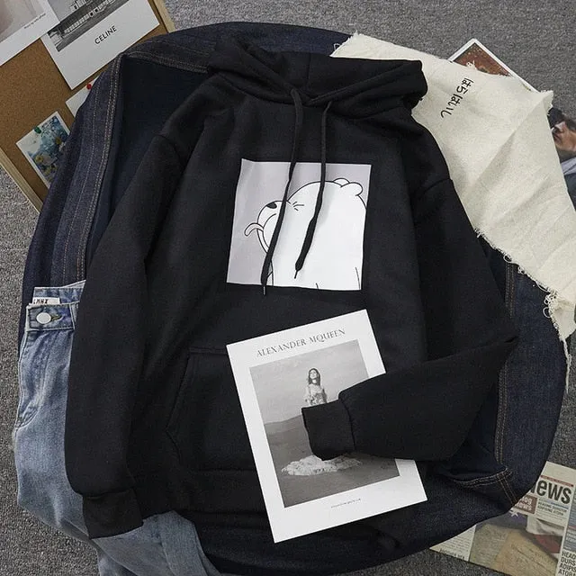 Hoodies oversized print Kangaroo Pocket Sweatshirts Hooded Harajuku Spring Casual Vintage Korean Pullovers Women sweetshirts