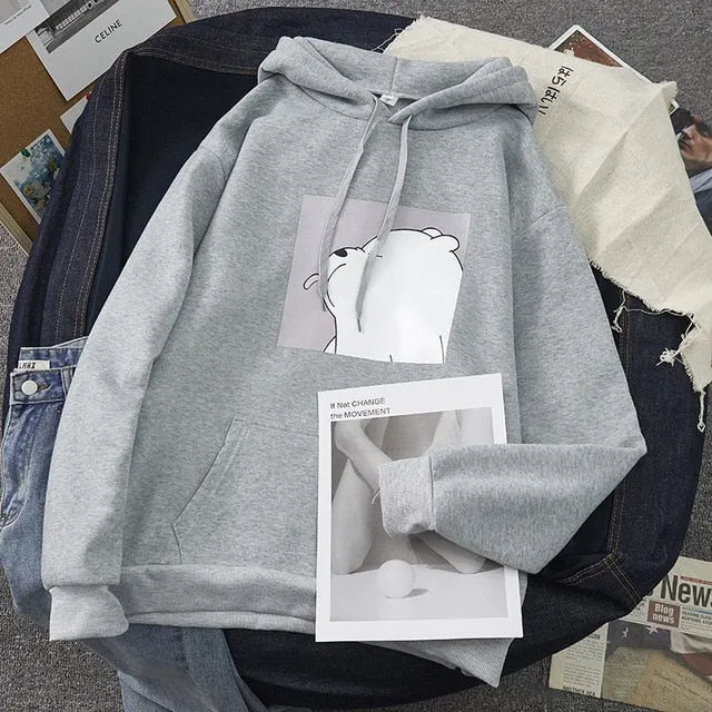 Hoodies oversized print Kangaroo Pocket Sweatshirts Hooded Harajuku Spring Casual Vintage Korean Pullovers Women sweetshirts