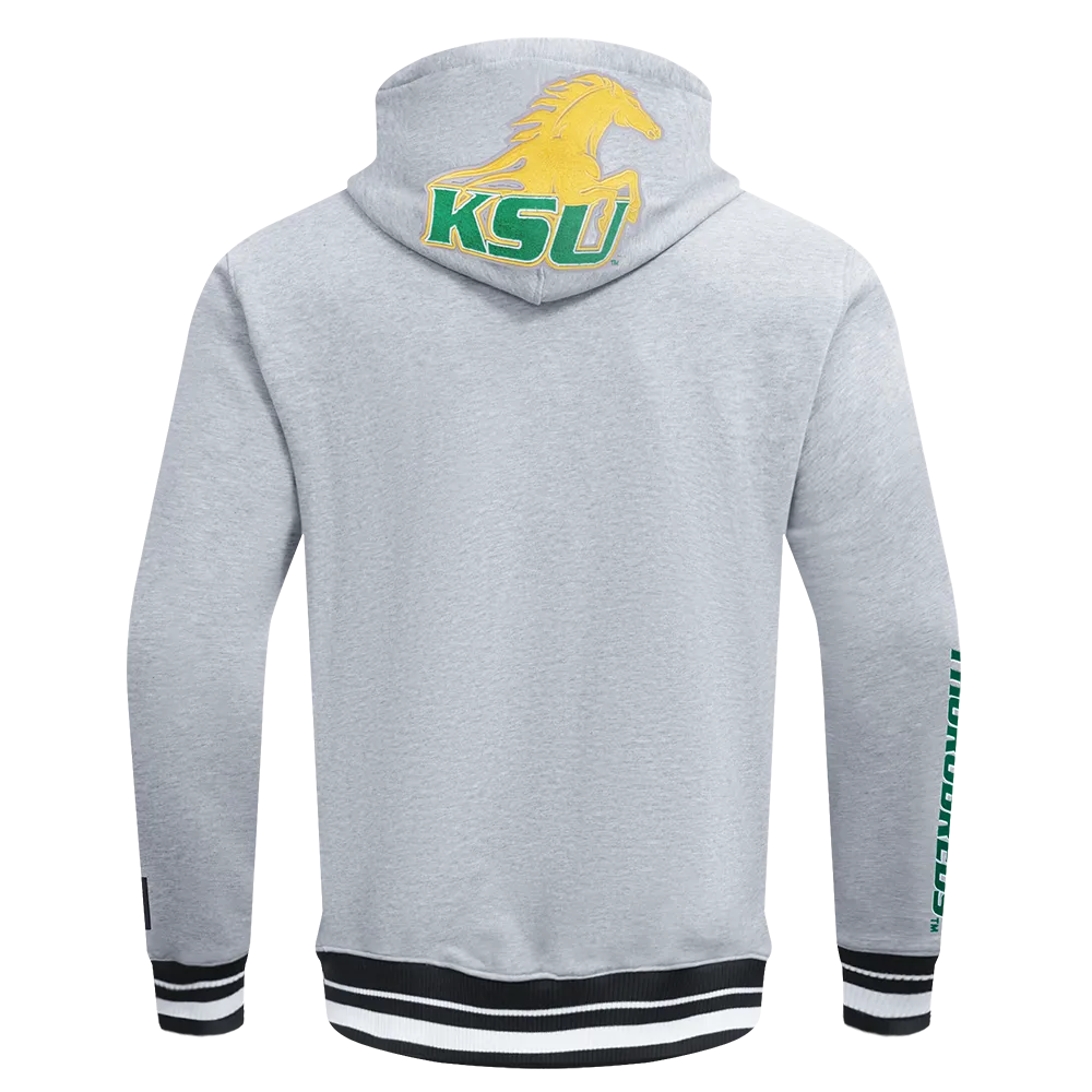 KENTUCKY STATE UNIVERSITY CLASSIC STACKED MEN'S FLEECE PULLOVER HOODIE (HEATHER GRAY/BLACK)