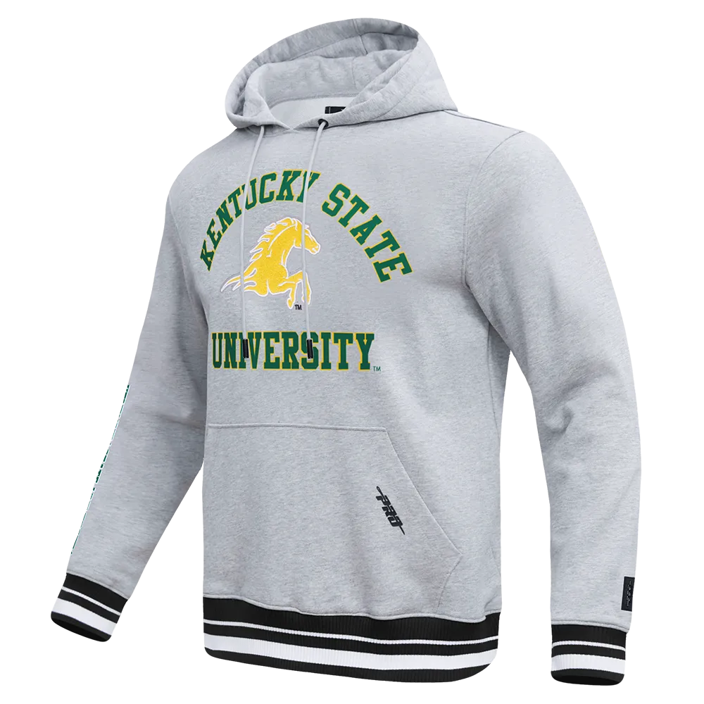 KENTUCKY STATE UNIVERSITY CLASSIC STACKED MEN'S FLEECE PULLOVER HOODIE (HEATHER GRAY/BLACK)