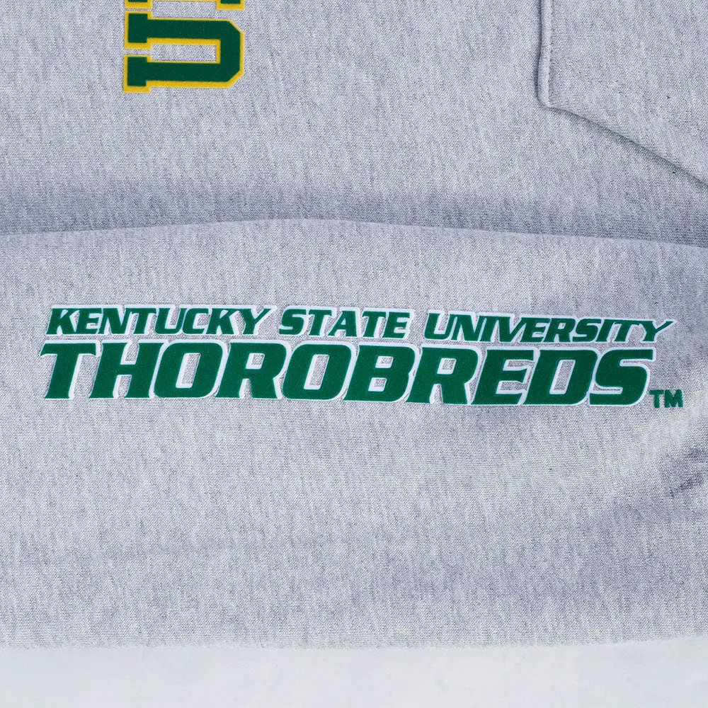 KENTUCKY STATE UNIVERSITY CLASSIC STACKED MEN'S FLEECE PULLOVER HOODIE (HEATHER GRAY/BLACK)
