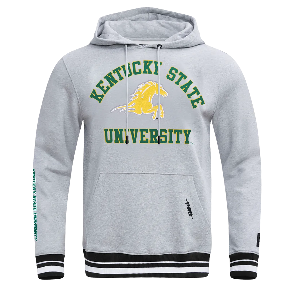 KENTUCKY STATE UNIVERSITY CLASSIC STACKED MEN'S FLEECE PULLOVER HOODIE (HEATHER GRAY/BLACK)