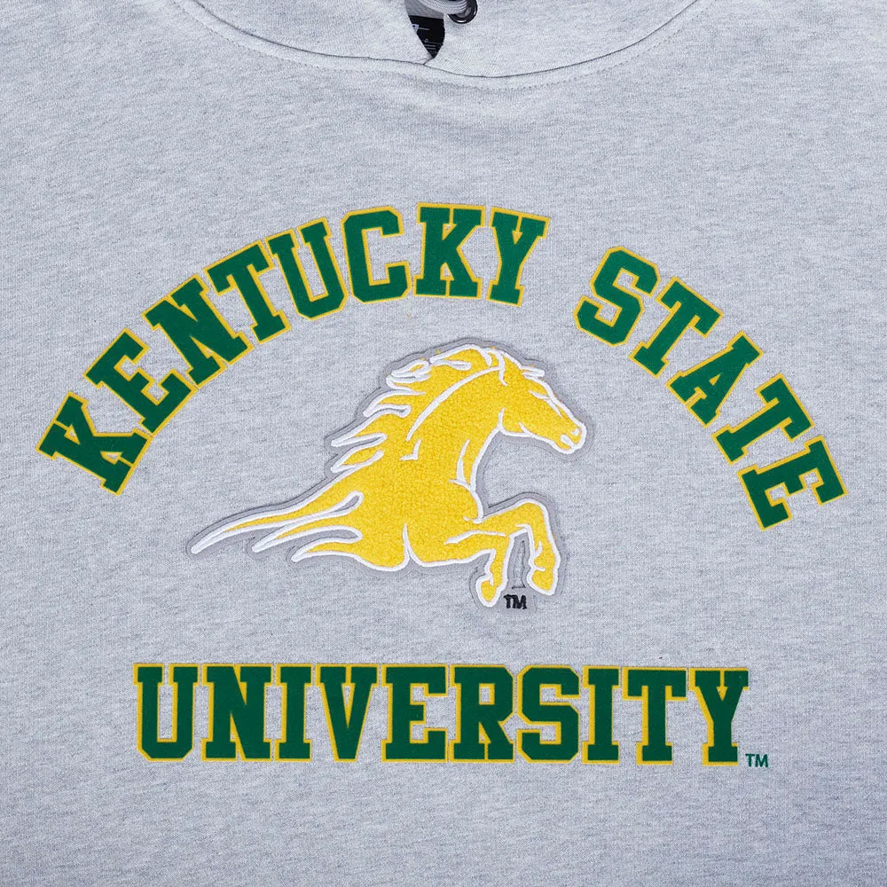 KENTUCKY STATE UNIVERSITY CLASSIC STACKED MEN'S FLEECE PULLOVER HOODIE (HEATHER GRAY/BLACK)