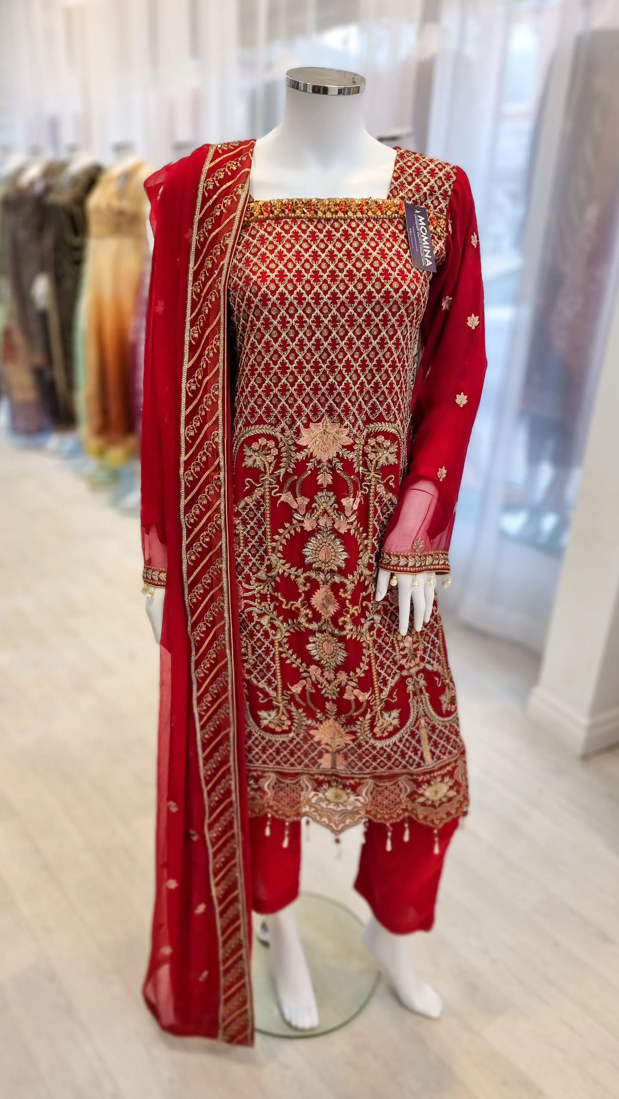 Maryam's Red Luxury Chiffon Suit (PRET Premium Collection)