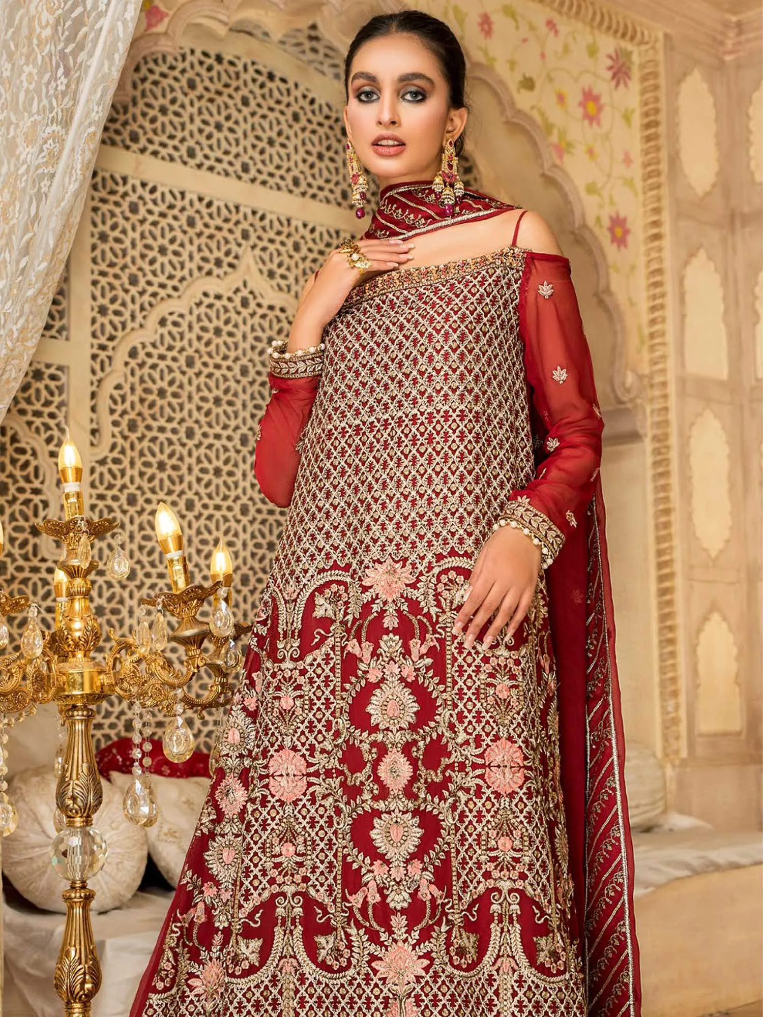 Maryam's Red Luxury Chiffon Suit (PRET Premium Collection)