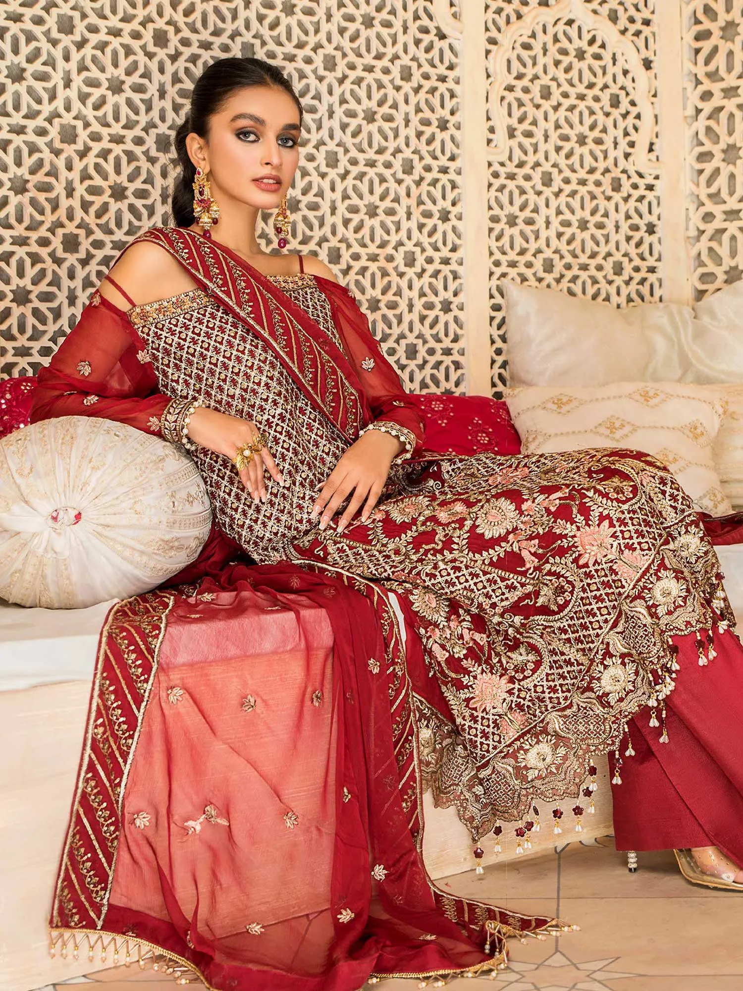 Maryam's Red Luxury Chiffon Suit (PRET Premium Collection)