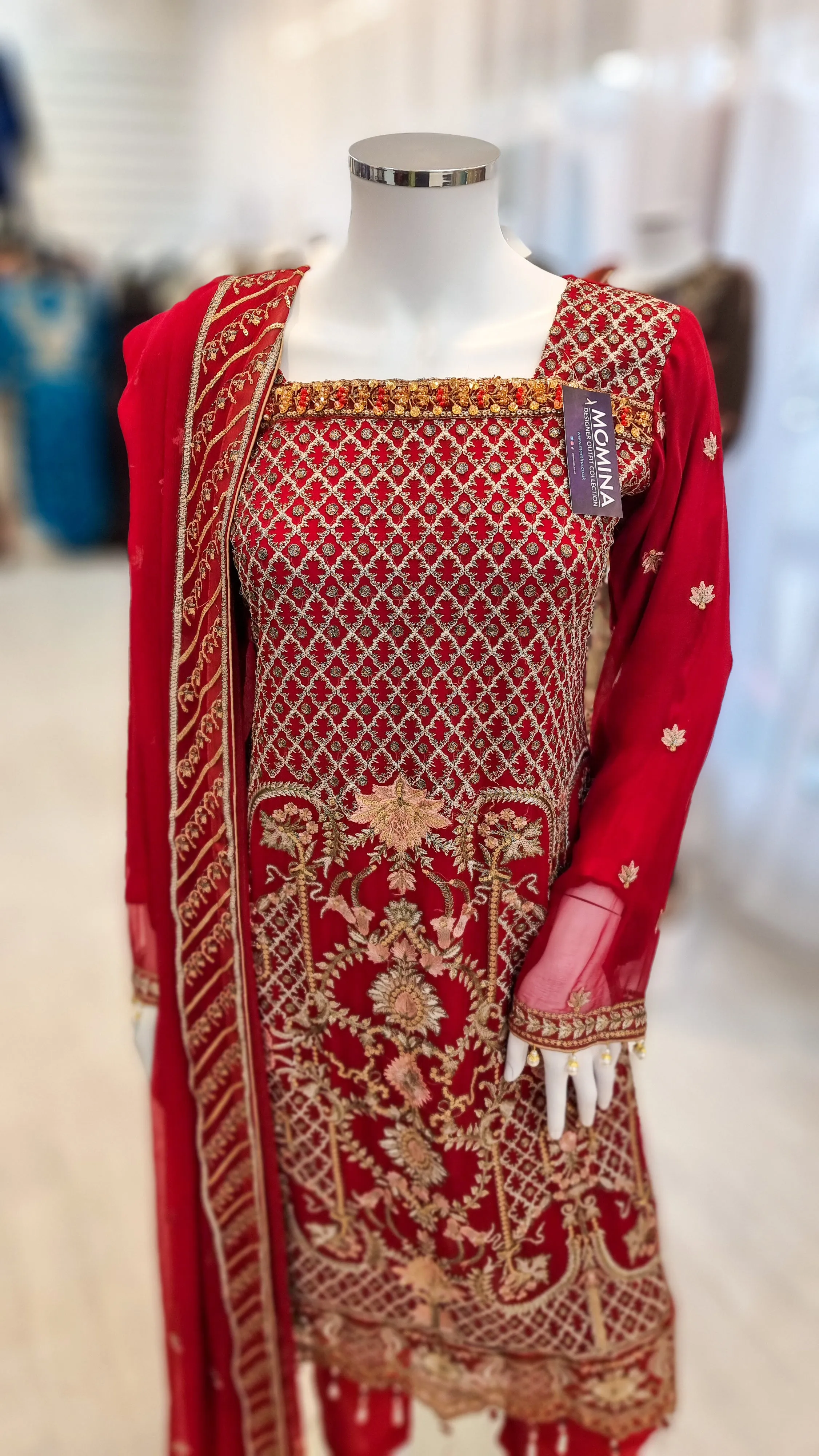 Maryam's Red Luxury Chiffon Suit (PRET Premium Collection)