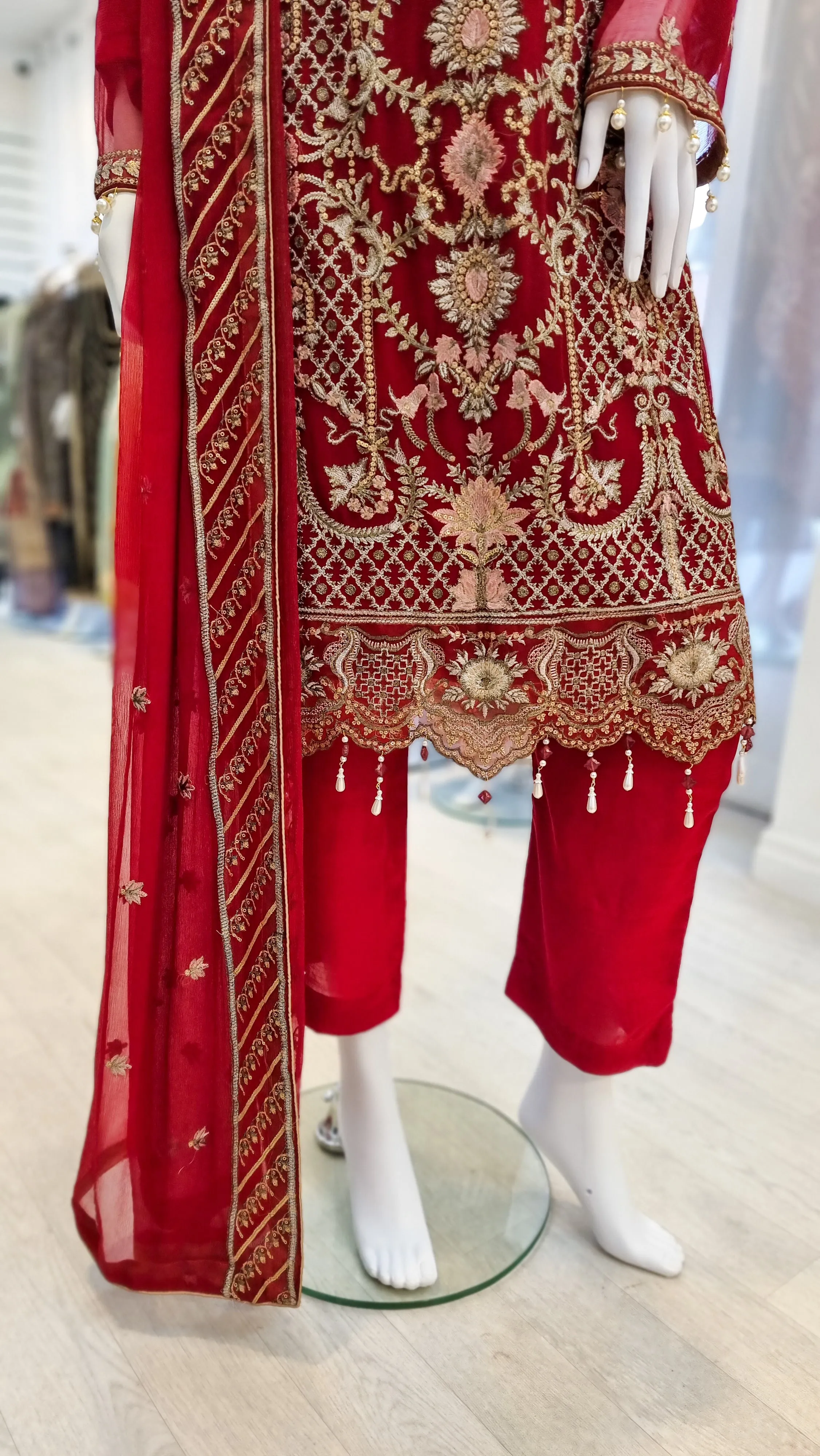 Maryam's Red Luxury Chiffon Suit (PRET Premium Collection)