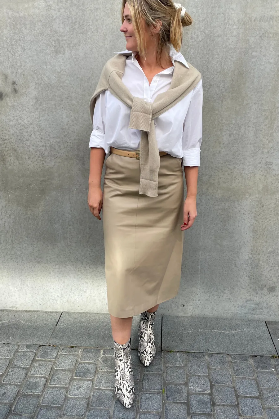 Maz Leather Skirt Gravel
