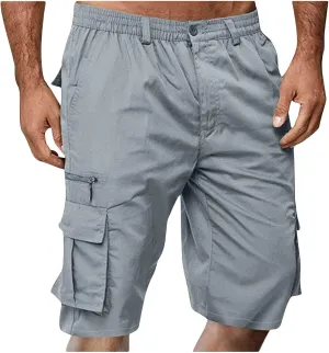 Mens Cargo Shorts Athletic Hiking High Waisted Shorts Summer Casual Knee Length Short Pants Tactical Pant with Pocket