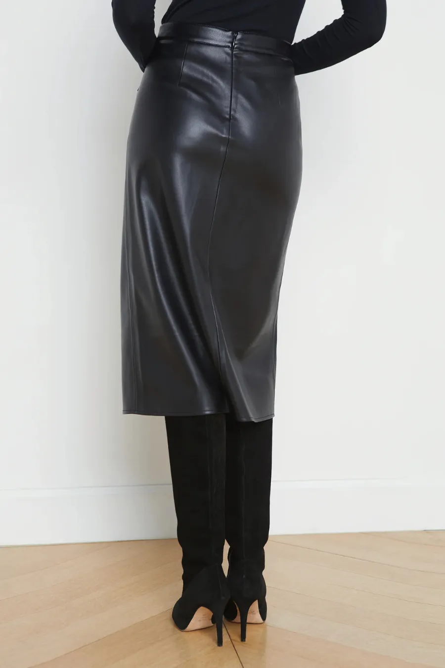 Milann Vegan Leather Skirt Black