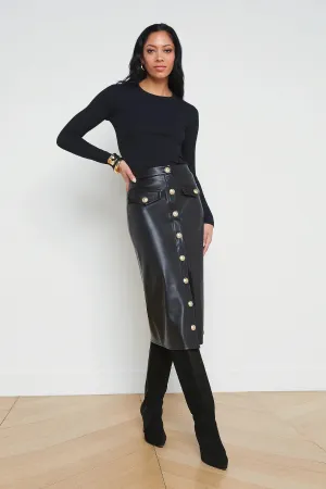 Milann Vegan Leather Skirt Black
