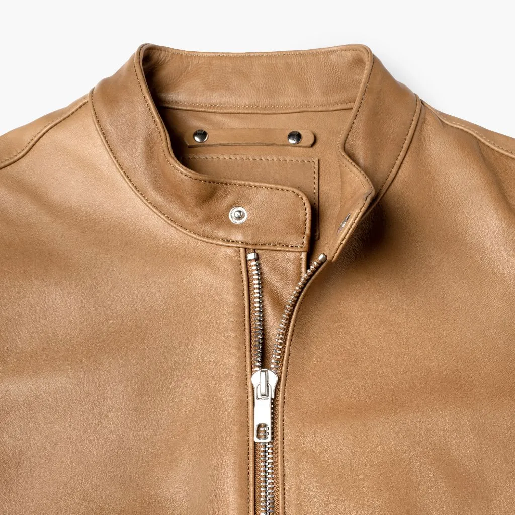 Premium Natural Leather Racer Jacket for Bikers