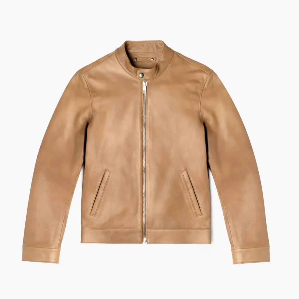 Premium Natural Leather Racer Jacket for Bikers