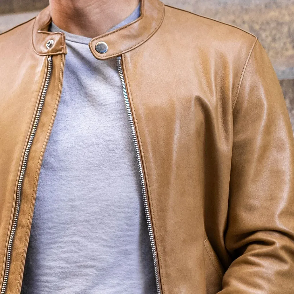 Premium Natural Leather Racer Jacket for Bikers