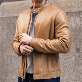 Premium Natural Leather Racer Jacket for Bikers