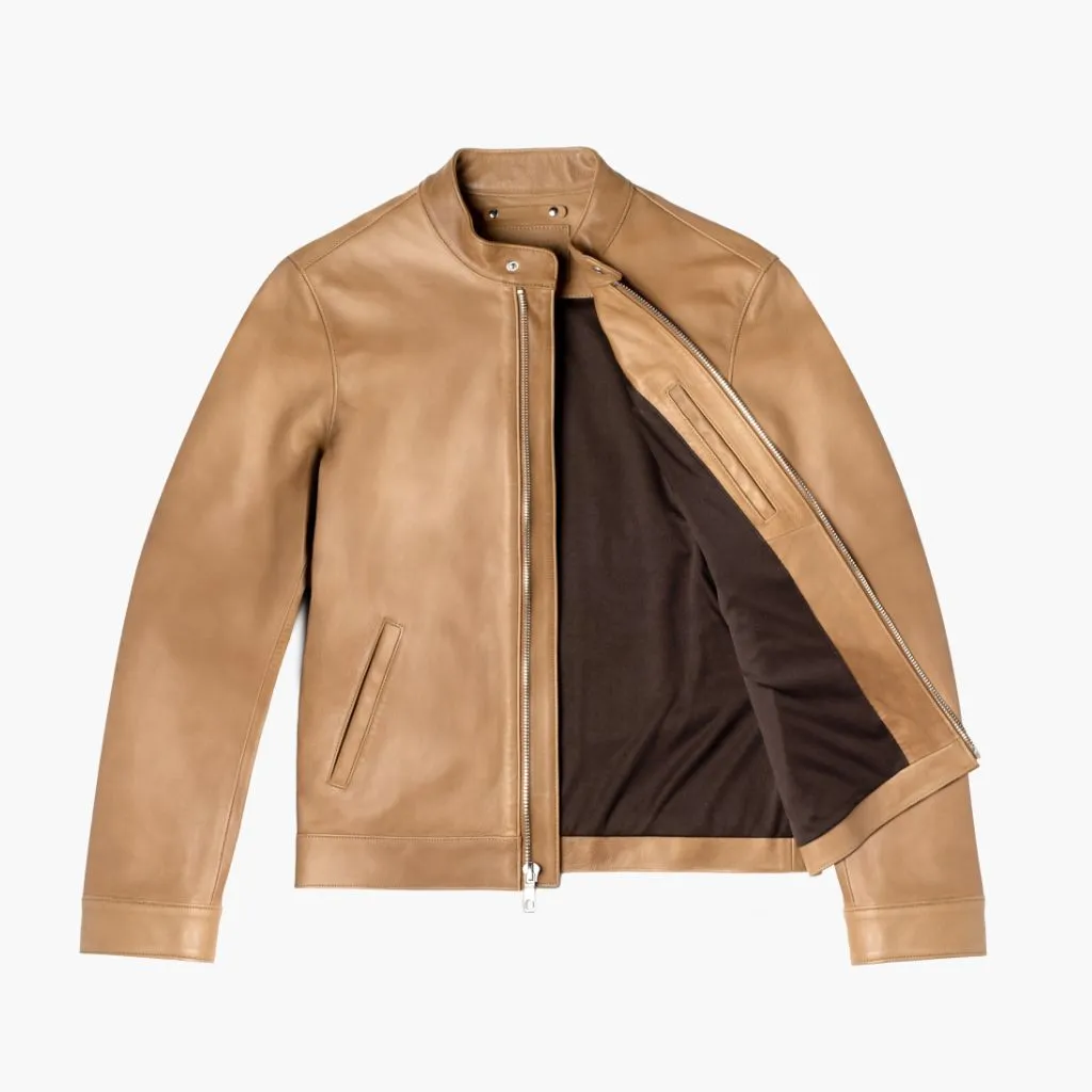 Premium Natural Leather Racer Jacket for Bikers
