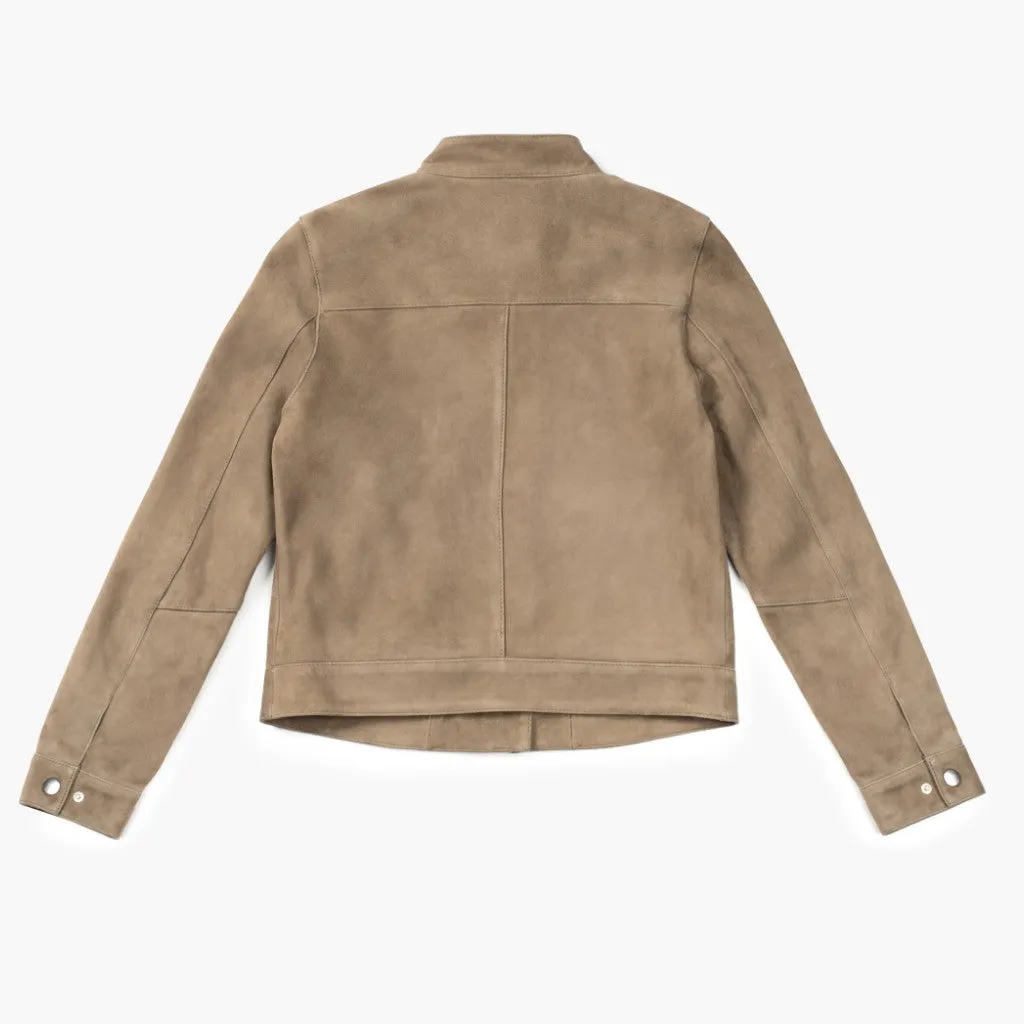 Stylish Taupe Racer Jacket for a Sleek Look