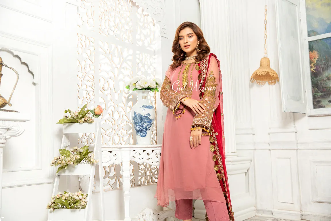 Ready to Wear 3Pcs Chiffon Dress by Gul Warun G02