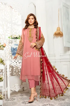 Ready to Wear 3Pcs Chiffon Dress by Gul Warun G02