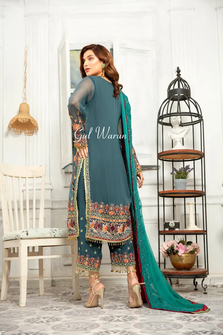 Ready to Wear 3Pcs Chiffon Dress by Gul Warun G04