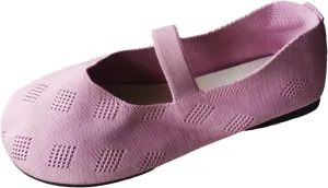 Women Black Ballet Shoes Mesh Slip on Flat Casual Shoes Dance Comdortable Breathable Lightweight Flat Shoes
