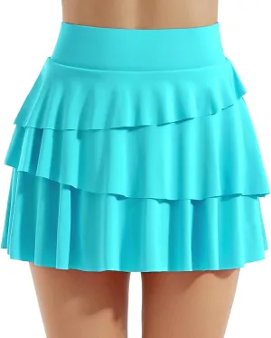 Women's High Waisted Shorts Summer Casual Loose Comfy Flowy Beach Tennis Short Skirt Skater Wrap Mini Skirt Skort